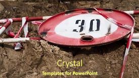  Presentation with road repair - Slide set featuring road-sign-for-the-speed background and a tawny brown colored foreground