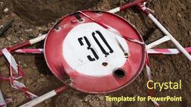  Presentation with road repair - Amazing slide set having road-sign-for-the-speed backdrop and a tawny brown colored foreground