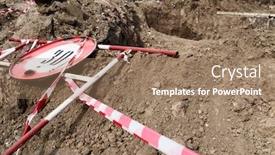  Presentation with road repair - Slide set with road-sign-for-the-speed background and a coral colored foreground