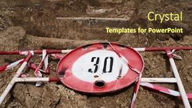  Presentation with road repair - Presentation featuring road-sign-for-the-speed background and a tawny brown colored foreground