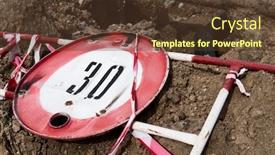  Presentation with road repair - Amazing presentation theme having road-sign-for-the-speed backdrop and a tawny brown colored foreground