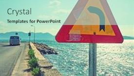  Presentation with corner - Cool new presentation theme with road-sign-on-corner backdrop and a mint green colored foreground