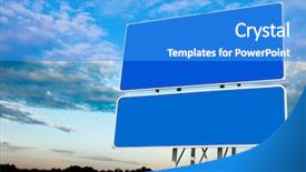  Presentation with highway road sign - Cool new slide deck with road sign on sky background backdrop and a teal colored foreground