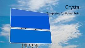  Presentation with sky - Presentation theme featuring road sign on sky background background and a light blue colored foreground