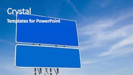  Presentation with sky - Colorful presentation enhanced with road sign on sky background backdrop and a teal colored foreground