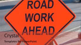  Presentation with street - Presentation theme consisting of road sign on the street background and a red colored foreground