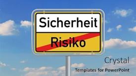  Presentation with sicherheit - Presentation having road-sign-showing-sicherheit-german background and a light blue colored foreground
