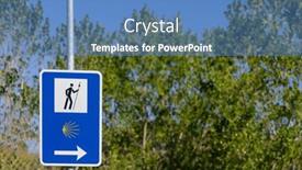  Presentation with road yellow - PPT theme consisting of road-sign-totem-with-yellow background and a teal colored foreground