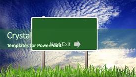  Presentation with road - Colorful PPT theme enhanced with road sign backdrop and a forest green colored foreground