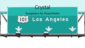  Presentation with green los angeles - Cool new PPT theme with road signs - 101 hollywood freeway in los backdrop and a cyan colored foreground