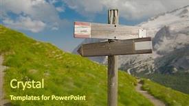 Presentation with tibetan mountains - Presentation theme having road signs choice - blank direction sign background and a tawny brown colored foreground