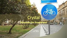  Presentation with bicycle - PPT theme featuring road signs of crosswalk background and a tawny brown colored foreground