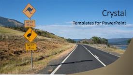  Presentation with australian - Slide set featuring road signs on an australian background and a light blue colored foreground