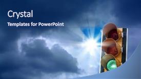  Presentation with green traffic light - Amazing slide deck having road sinalization - image of green traffic light backdrop and a  colored foreground