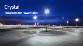  Presentation with wood floor wiht lighting - Colorful slide deck enhanced with road sky - empty marble floor with street backdrop and a navy blue colored foreground