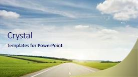  Presentation with meadow - Presentation theme having road sky - green meadow and speedway background and a lemonade colored foreground