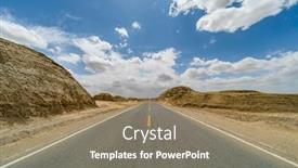  Presentation with desert - Amazing slide set having road-straight-ahead-to-desert backdrop and a violet colored foreground