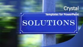  Presentation with solutions - Presentation theme enhanced with road success - street sign which says solutions background and a cobalt blue colored foreground