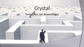  Presentation with maze - Colorful presentation design enhanced with road success 3d - small businessman in a middle backdrop and a sky blue colored foreground