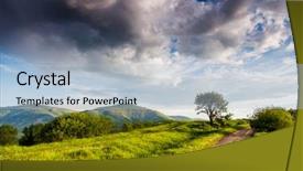  Presentation with clear sunny day rural landscape - Amazing theme having road summit - beautiful sunny day is backdrop and a light blue colored foreground