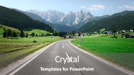  Presentation with highway - Amazing presentation design having road summit - highway in gosau village backdrop and a gray colored foreground