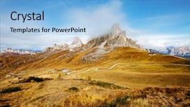  Presentation with scene - Theme consisting of road summit - scenic surroundings passo di giau background and a light blue colored foreground