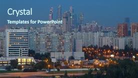  Presentation with tall buildings - Beautiful theme featuring road tall buildings at night backdrop and a ocean colored foreground