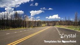  Presentation with burnt - Presentation theme enhanced with road through burnt forest background and a violet colored foreground