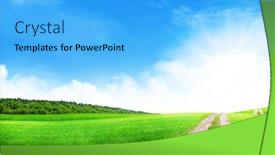  Presentation with summer sun - PPT theme with road-through-green-grass-field background and a light blue colored foreground