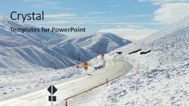  Presentation with new zealand - PPT theme with road through snowy mountains crown background and a light blue colored foreground