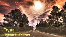  Presentation with forest road - Cool new presentation with road-through-the-forest backdrop and a tawny brown colored foreground