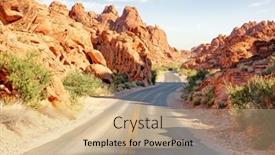  Presentation with nevada - Slides having road-through-the-valley background and a coral colored foreground