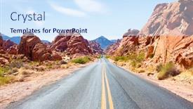  Presentation with fire - Beautiful presentation theme featuring road-through-the-valley backdrop and a sky blue colored foreground