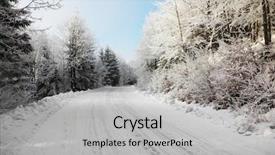  Presentation with winter road and branch - Presentation having road to a snow solar background and a light gray colored foreground