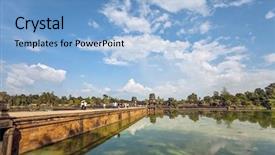  Presentation with temple - Colorful slide set enhanced with road to angkor wat temple backdrop and a  colored foreground