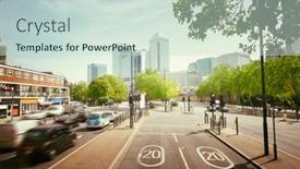  Presentation with london - Slide deck consisting of road-to-canary-wharf-london background and a soft green colored foreground