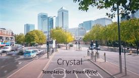  Presentation with london - Cool new PPT theme with road-to-canary-wharf-london backdrop and a light gray colored foreground
