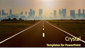  Presentation with pollution - Presentation theme with road to city background and a wine colored foreground