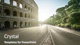  Presentation with rome italy - Theme having road to colosseum in sunset background and a gray colored foreground