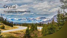  Presentation with road bike in mountains - Slide deck with road to distant snow-capped background and a light gray colored foreground