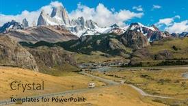  Presentation with mountain - PPT theme having road-to-el-chalten-town background and a gold colored foreground