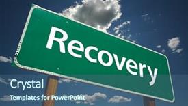  Presentation with highway road sign - Presentation featuring road to recovery road sign background and a ocean colored foreground