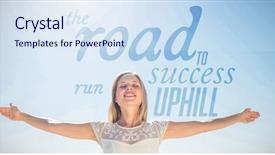  Presentation with success - Cool new PPT theme with road to success run uphill backdrop and a  colored foreground