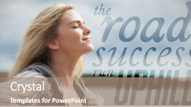  Presentation with triathlon run woman - Beautiful theme featuring road to success run uphill backdrop and a coral colored foreground