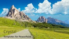  Presentation with road - Presentation design featuring road-to-the-hight-mountains background and a gold colored foreground