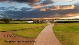  Presentation with road - Slide deck having road-to-the-lake background and a red colored foreground