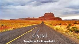  Presentation with monuments - Cool new presentation design with road to the monuments valley backdrop and a tawny brown colored foreground