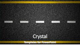  Presentation with asphalt - Amazing PPT theme having road top view asphalt highway backdrop and a dark gray colored foreground