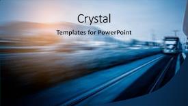  Presentation with transportation train - Theme having road traffic and speeding train background and a light blue colored foreground