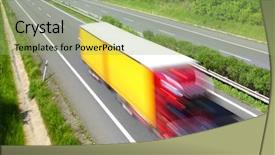  Presentation with trucks - PPT layouts featuring blurred trucks on highway transportation background and a  colored foreground
